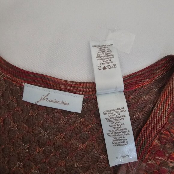 JH Collectibles Red & Brown Sleeveless Belted V-Neck Knit Sweater Top Women's L - Picture 6 of 10